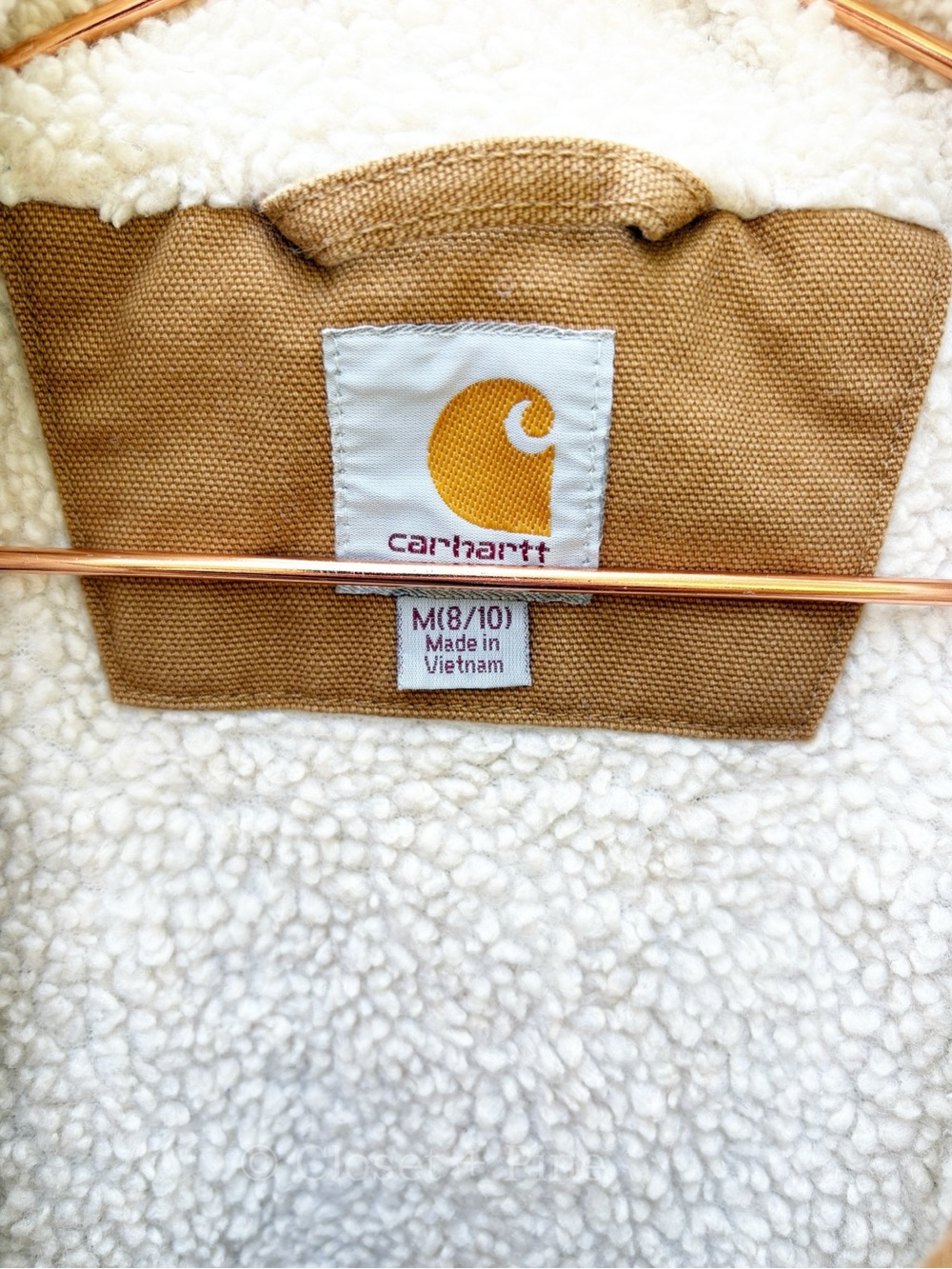Carhartt Weathered Wildwood Jacket Tan Size Medium Hooded Sherpa Lined - Picture 4 of 17